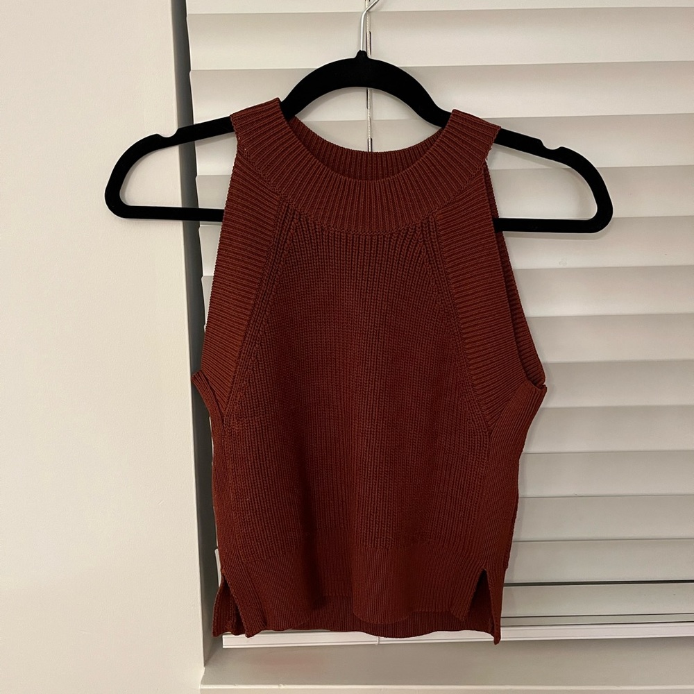Wilfred Rust Knit Crop Tank Top